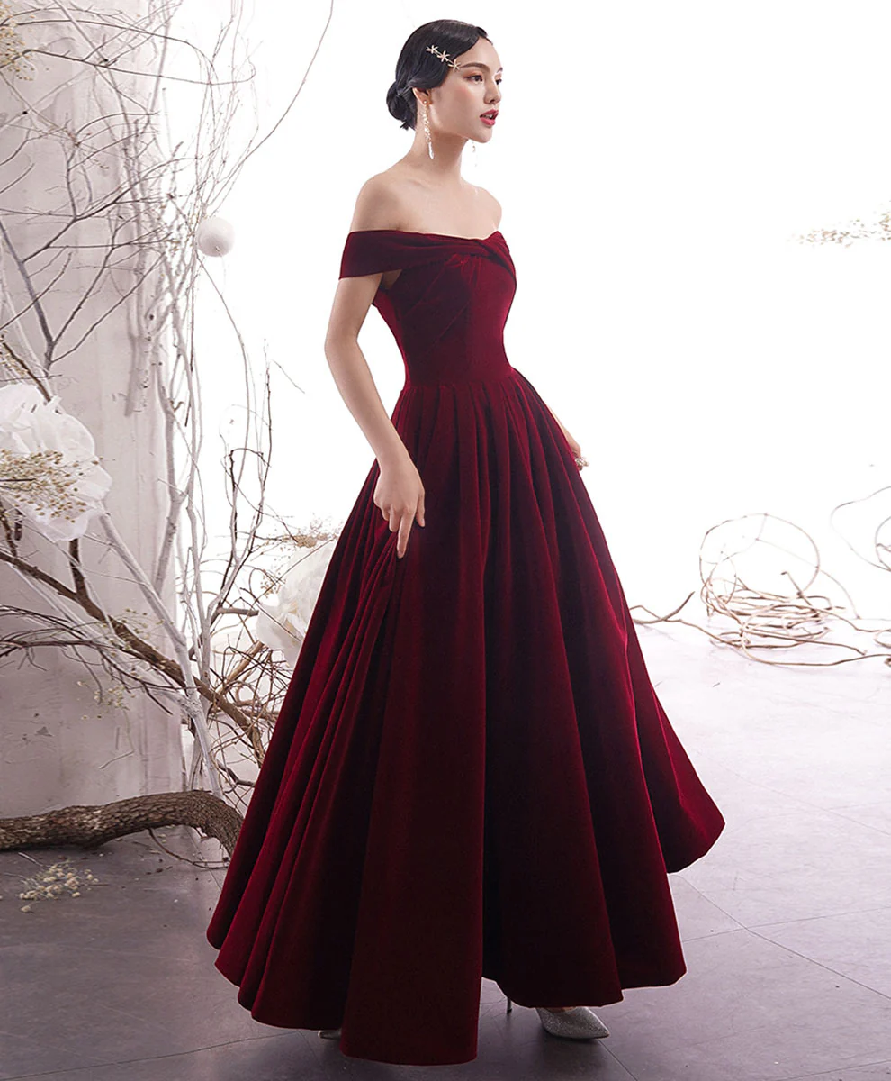 Simple Burgundy Long Prom Dress Burgundy Evening Dress - Deanwangkt