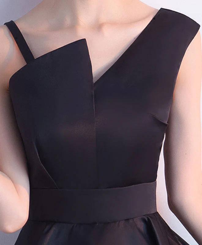 Simple Black Satin Short Prom Dress, Homecoming Dress - Deanwangkt