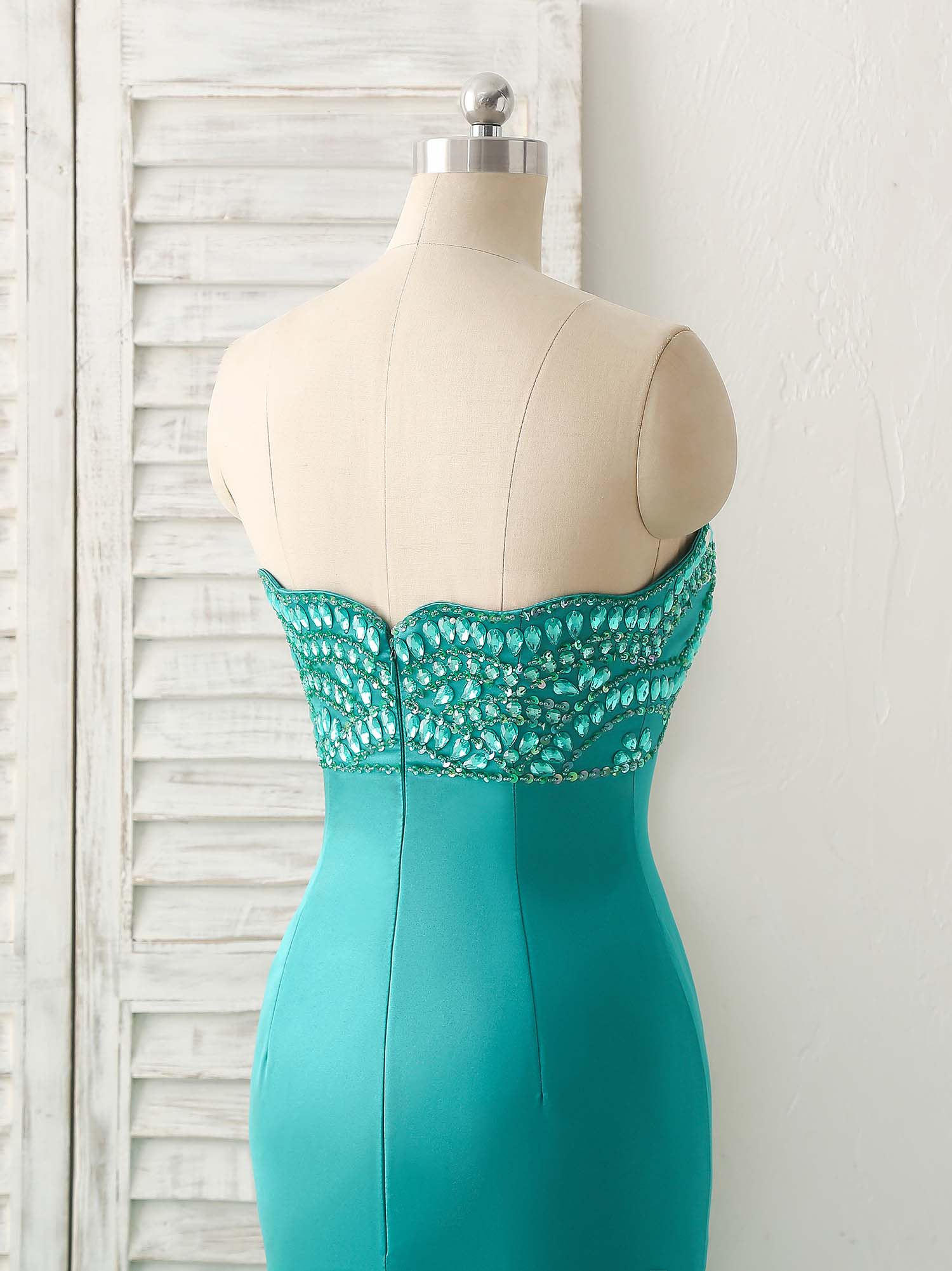 Green Tulle Mermaid Long Prom Dress Green Evening Dress - Deanwangkt