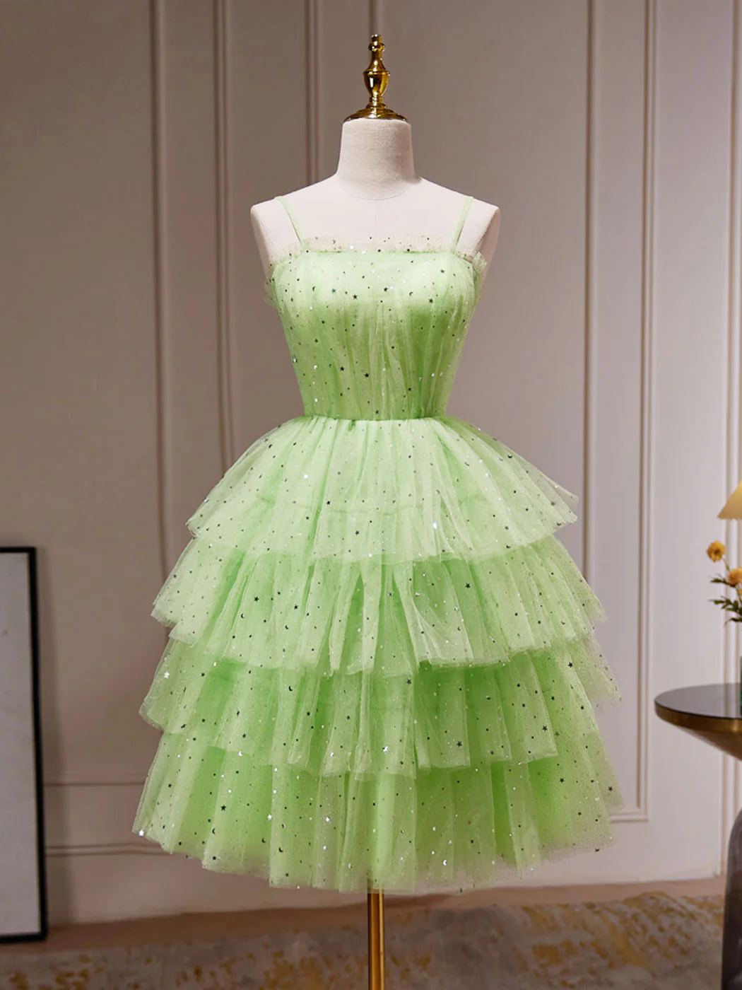 Green A-Line Tulle Short Prom Dress, Green Homecoming Dress - Deanwangkt