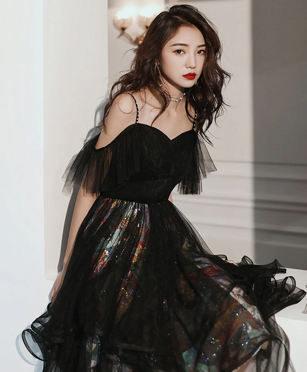 Black Tulle Short Prom Dress Black Homecoming Dress - Deanwangkt