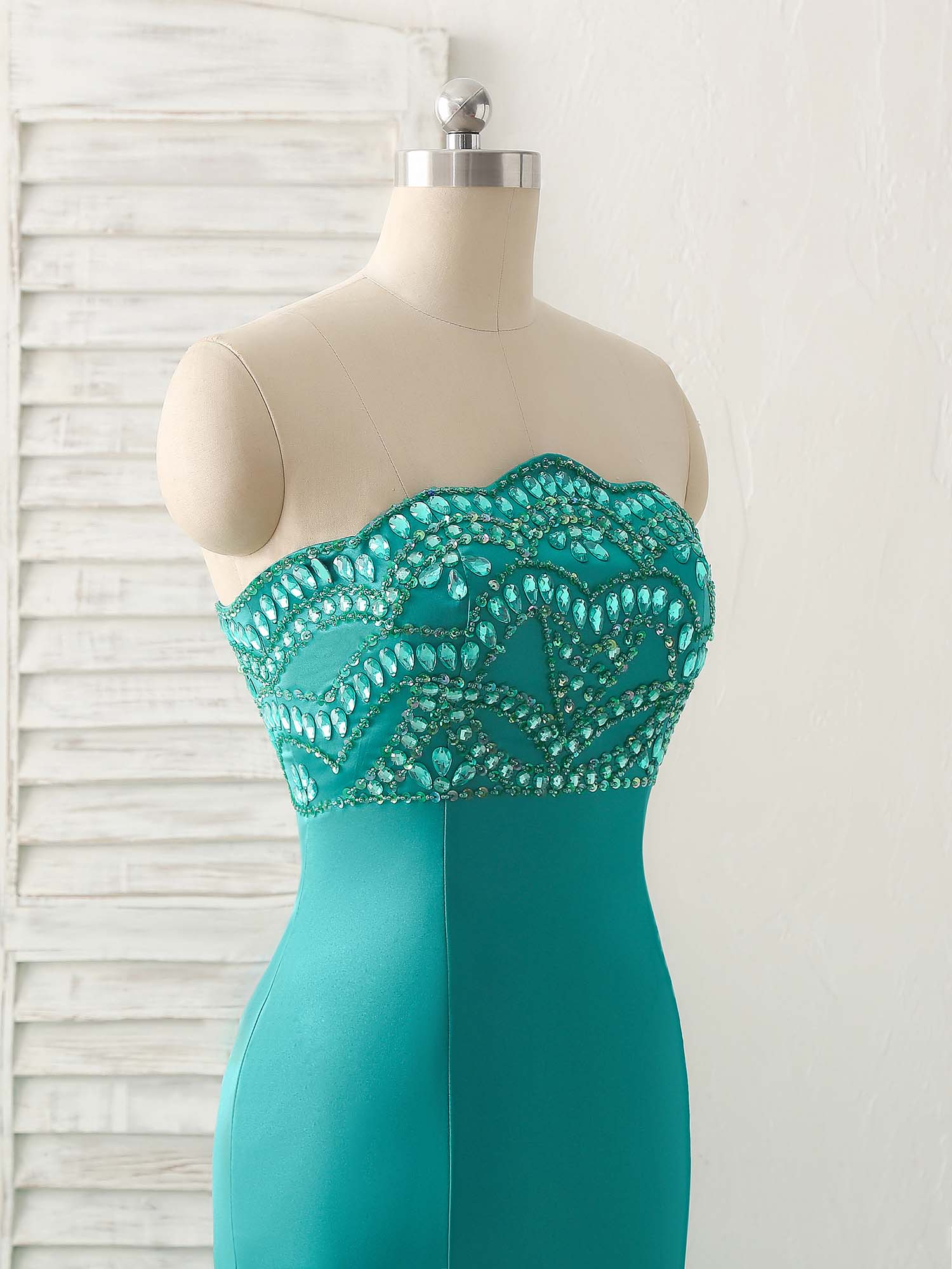 Green Tulle Mermaid Long Prom Dress Green Evening Dress - Deanwangkt