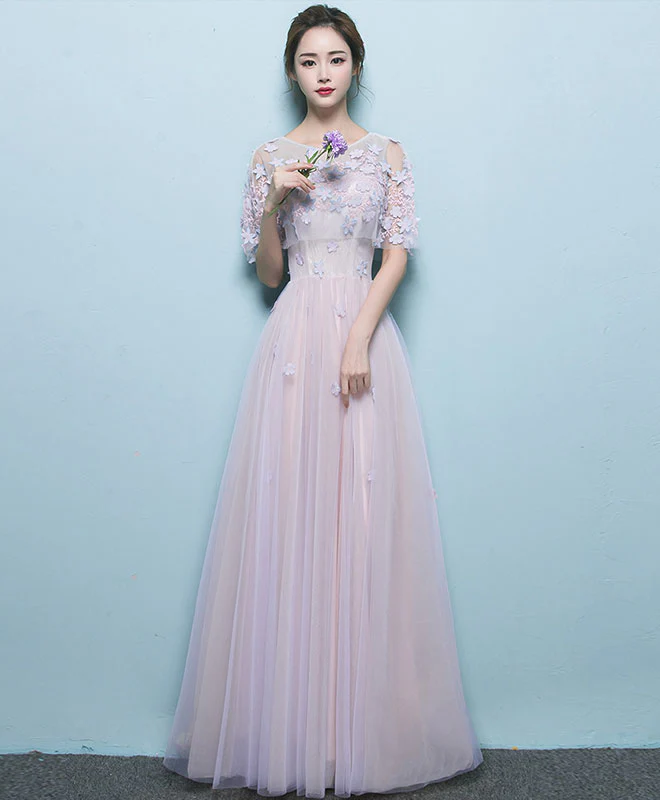Simple Tulle Lace Long Prom Dress, Tulle Evening Dress - Deanwangkt