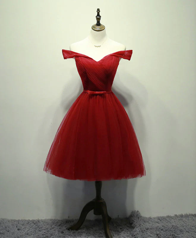 Simple Gray Tulle Short Prom Dress, Gray Tulle Bridesmaid Dress - Deanwangkt