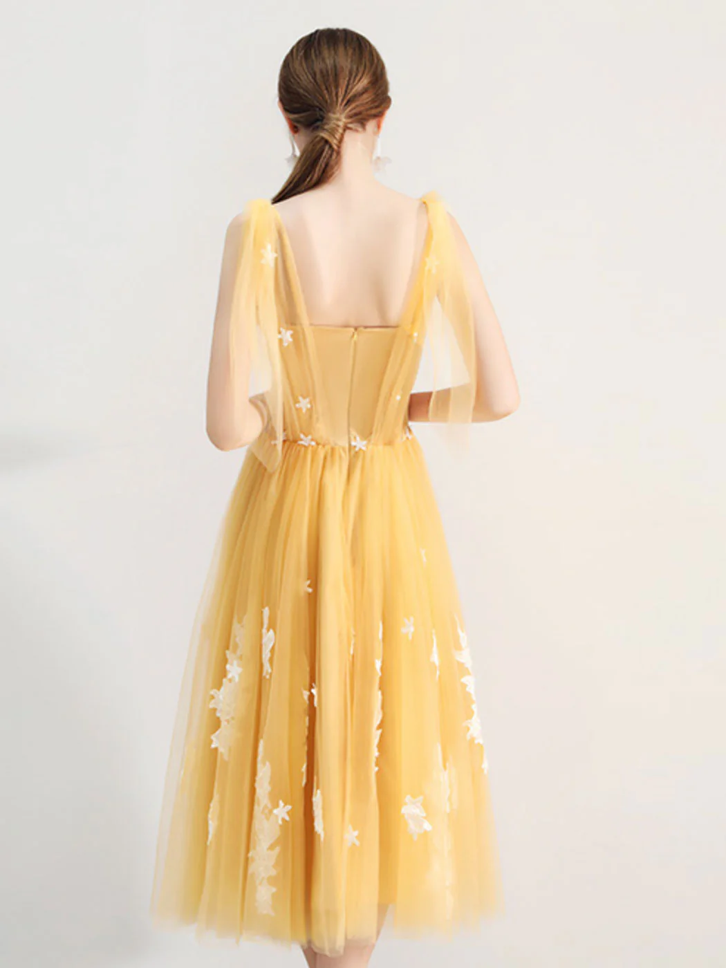 A-Line Yellow Tulle lace Short Prom Dress, Yellow Homecoming Dress - Deanwangkt