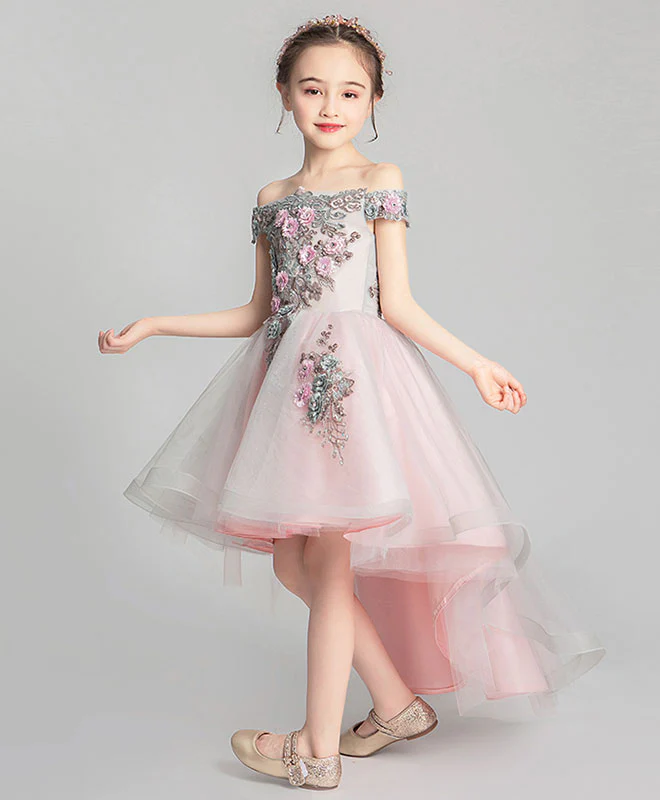 Pink Tulle Lace Flower Girl Dress, Cute Girls Dress - Deanwangkt