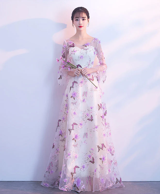 Unique Tulle Purple Long Prom Dress, Tulle Purple Evening Dress - Deanwangkt