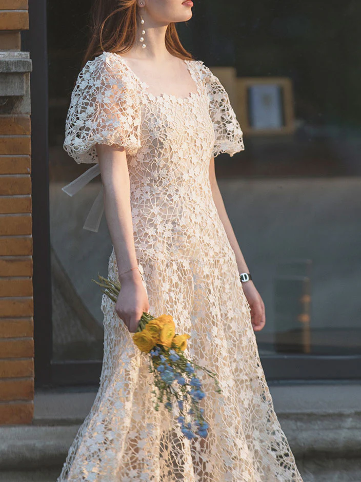Beige Tulle Lace Short Prom Dress, Beige Homecoming Dress - Deanwangkt