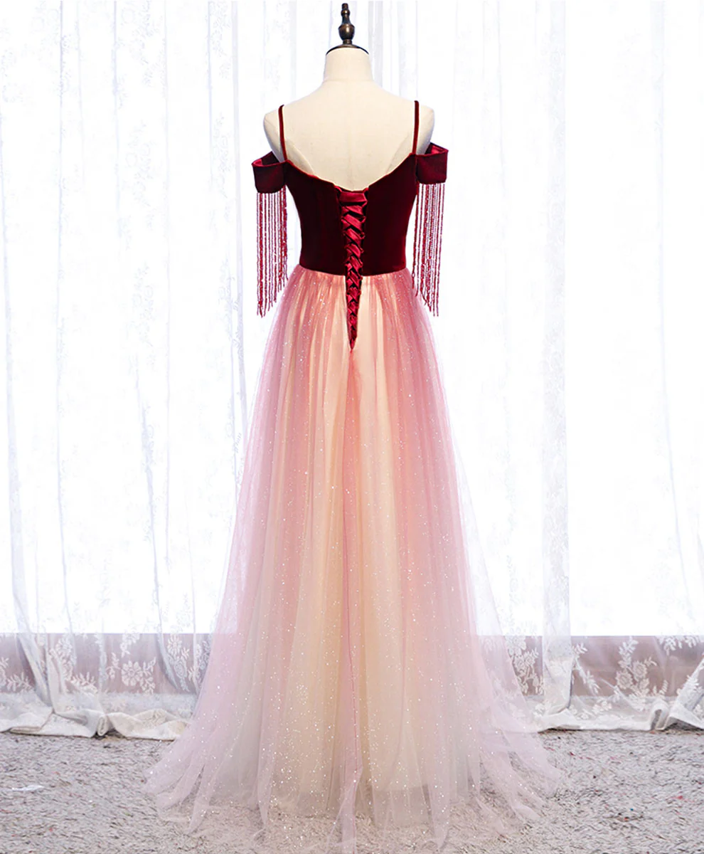 Burgundy Tulle Long Prom Dress Burgundy Tulle Formal Dress - Deanwangkt