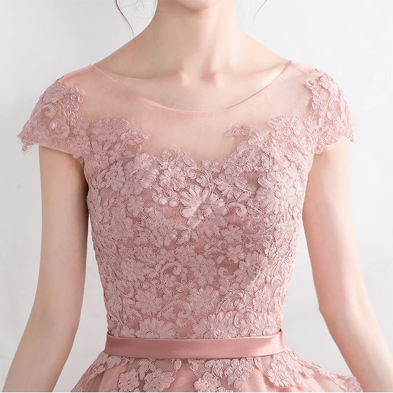 Cut Lace Tulle Short Prom Dress, High Low Evening Dress - Deanwangkt