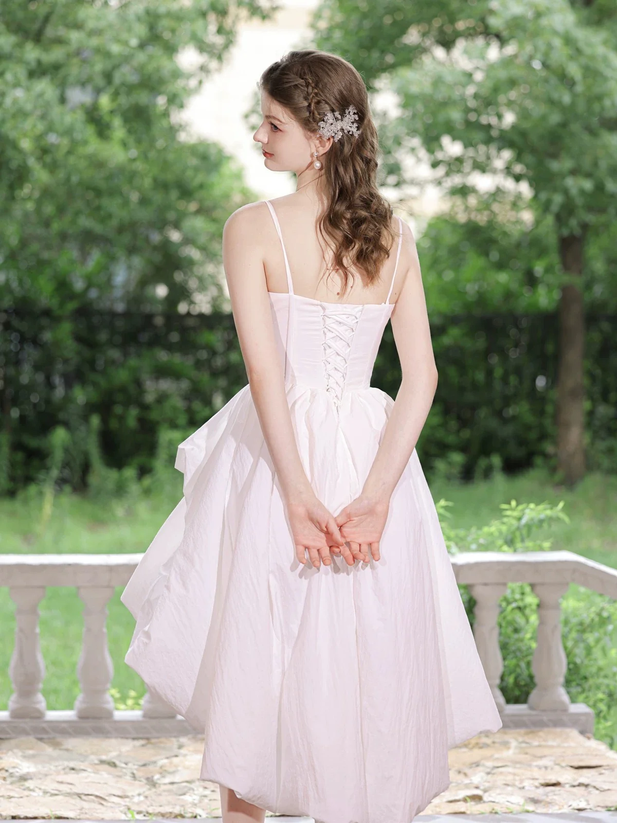 White Sweetheart Neck High Low Prom Dress, White Homecoming Dress - Deanwangkt