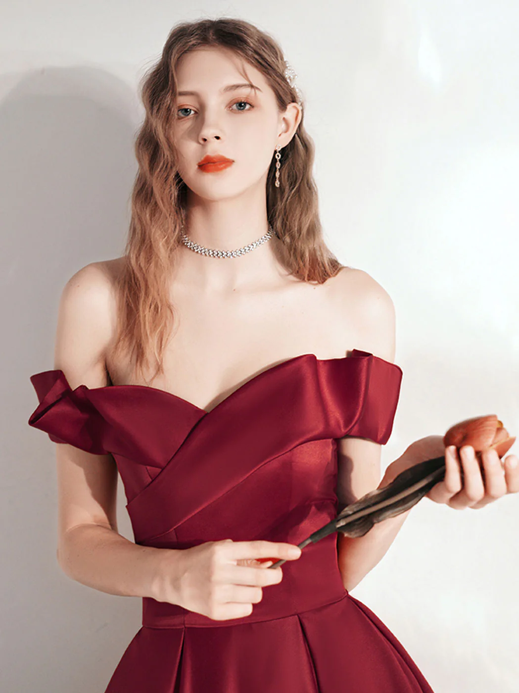A Line Burgundy Long Prom Dresses, Satin Long Formal Graduation Dresses - Deanwangkt