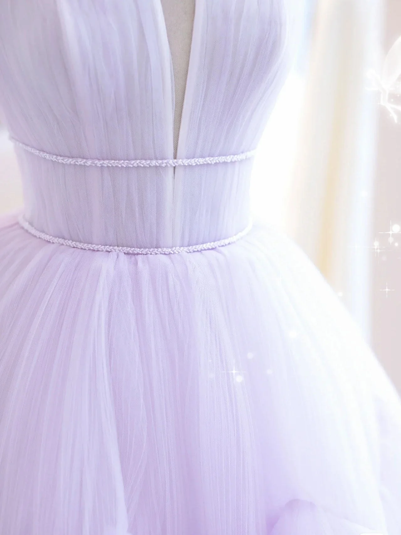 Purple A line Tulle Long Prom Dresses, Purple Evening Graduation Dresses - Deanwangkt