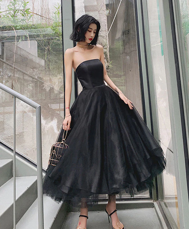 Black Tulle Short Prom Dress, Black Homecoming Dress - Deanwangkt