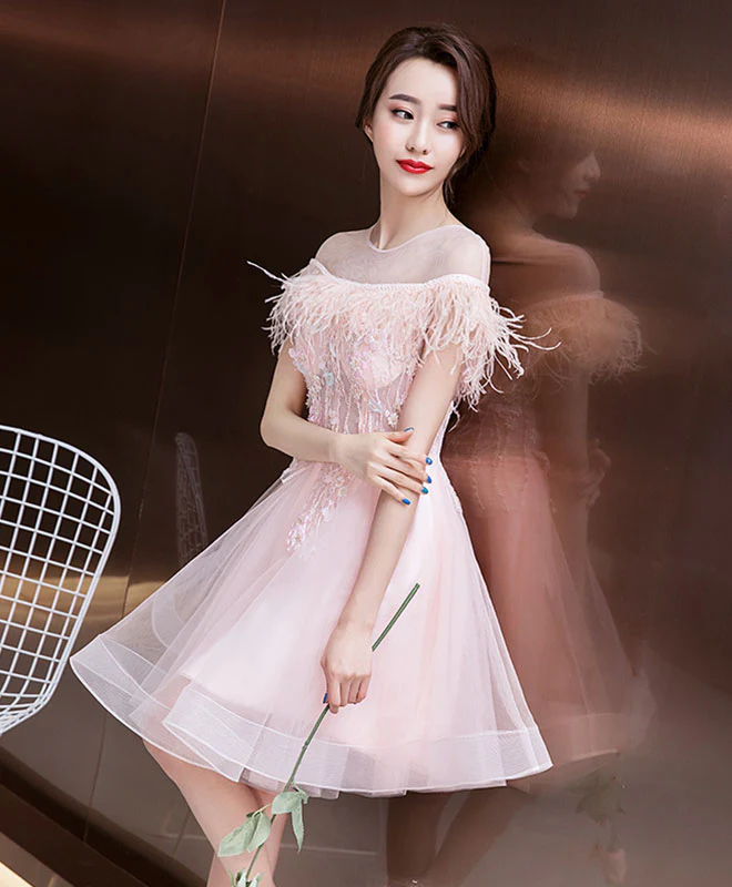 Cute Lace Short Prom Dress, Homecoming Dress, Cocktail Dress - Deanwangkt
