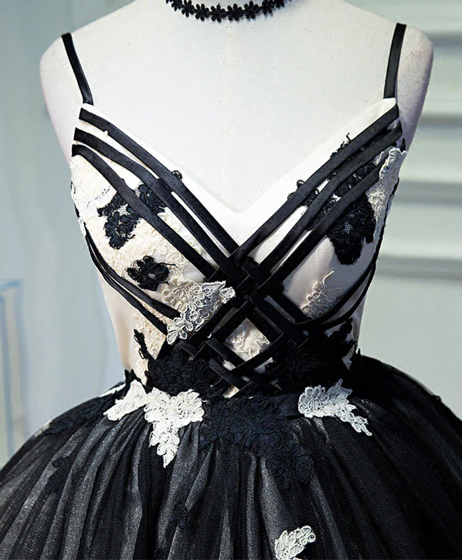 Unique Black Tulle Short Prom Dress, Black Homecoming Dresses - Deanwangkt