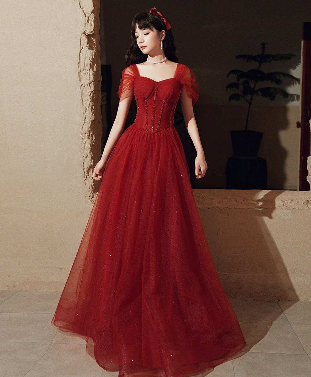 Black Tulle Off Shoulder Long Prom Dress, Black Formal Graduation Dresses - Deanwangkt