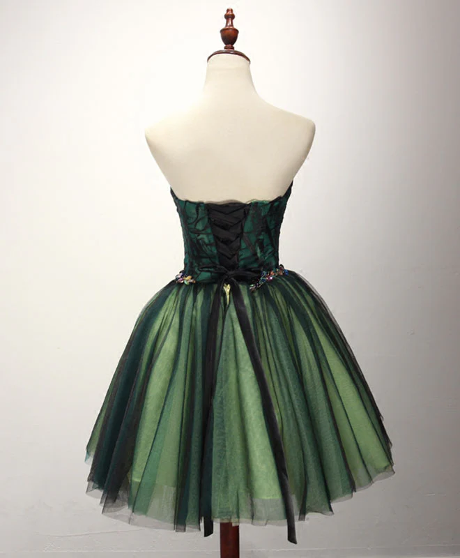 Stylish Tulle Lace Short Prom Dress, Cute Lace Evening Dress - Deanwangkt