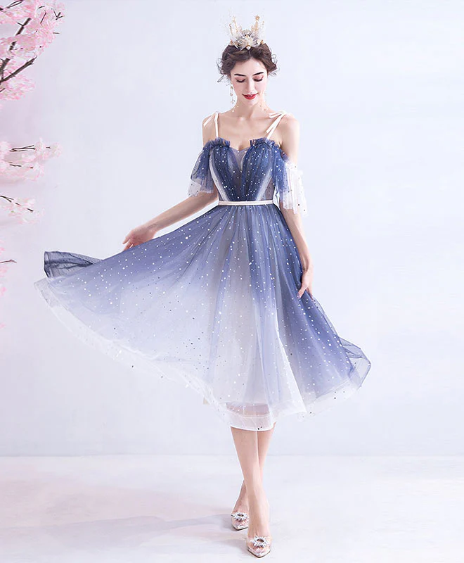 Blue Tulle Short Prom Dress Blue Tulle Homecoming Dress - Deanwangkt