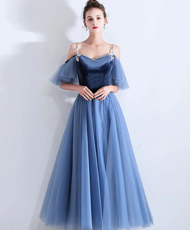 Simple Blue Sweetheart Short Prom Dress, Blue Bridesmaid Dress - Deanwangkt