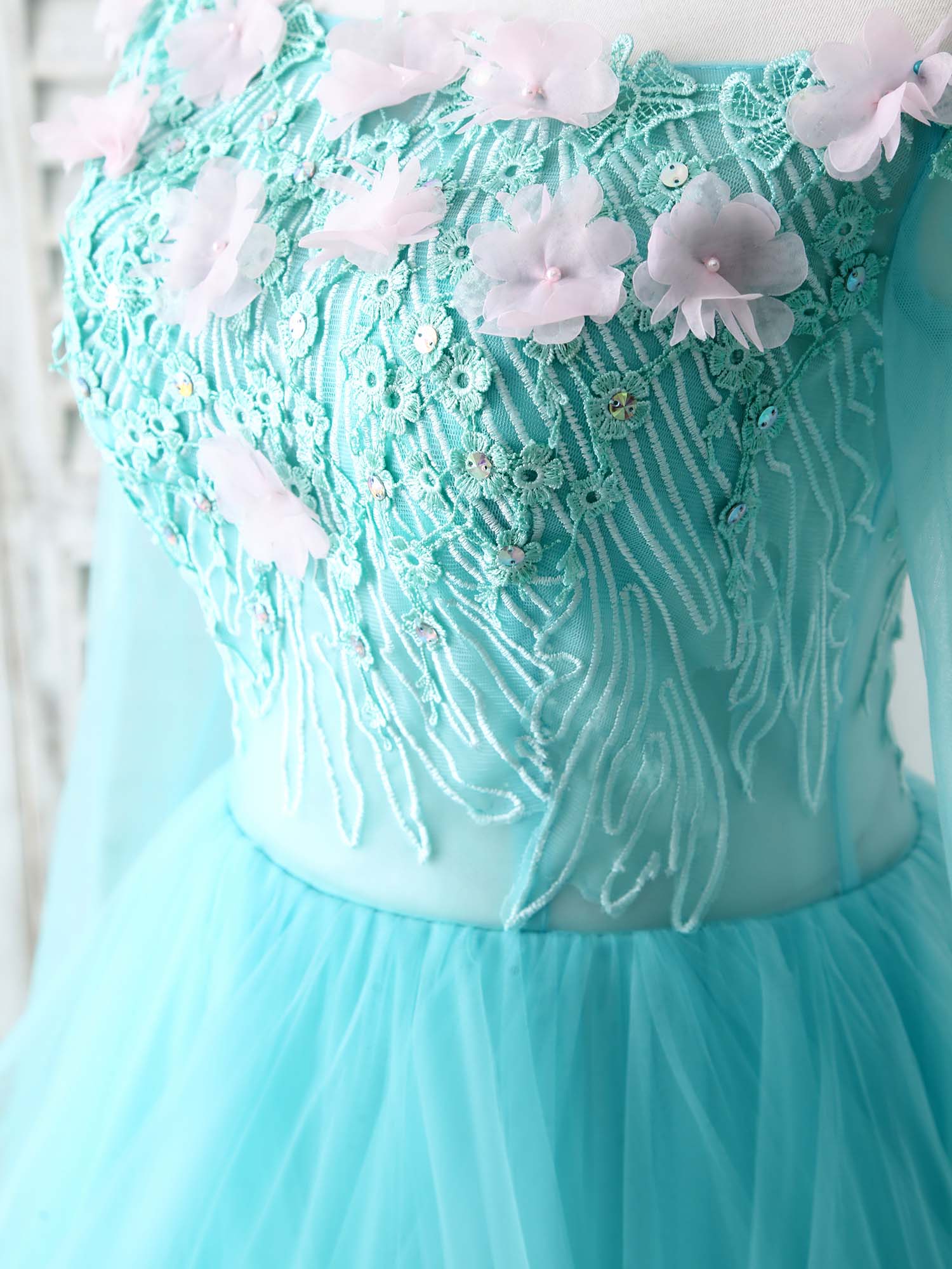 Green Tulle Lace Applique Long Prom Dress Green Graduation Dresses - Deanwangkt