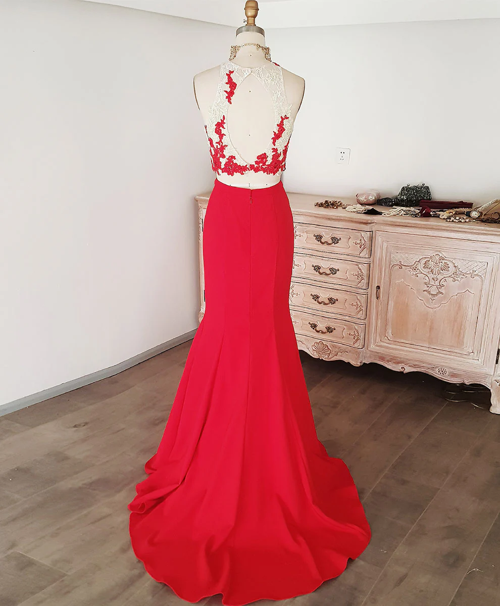 Red Mermaid Long Prom Dress, Red Formal Graduation Dress - Deanwangkt