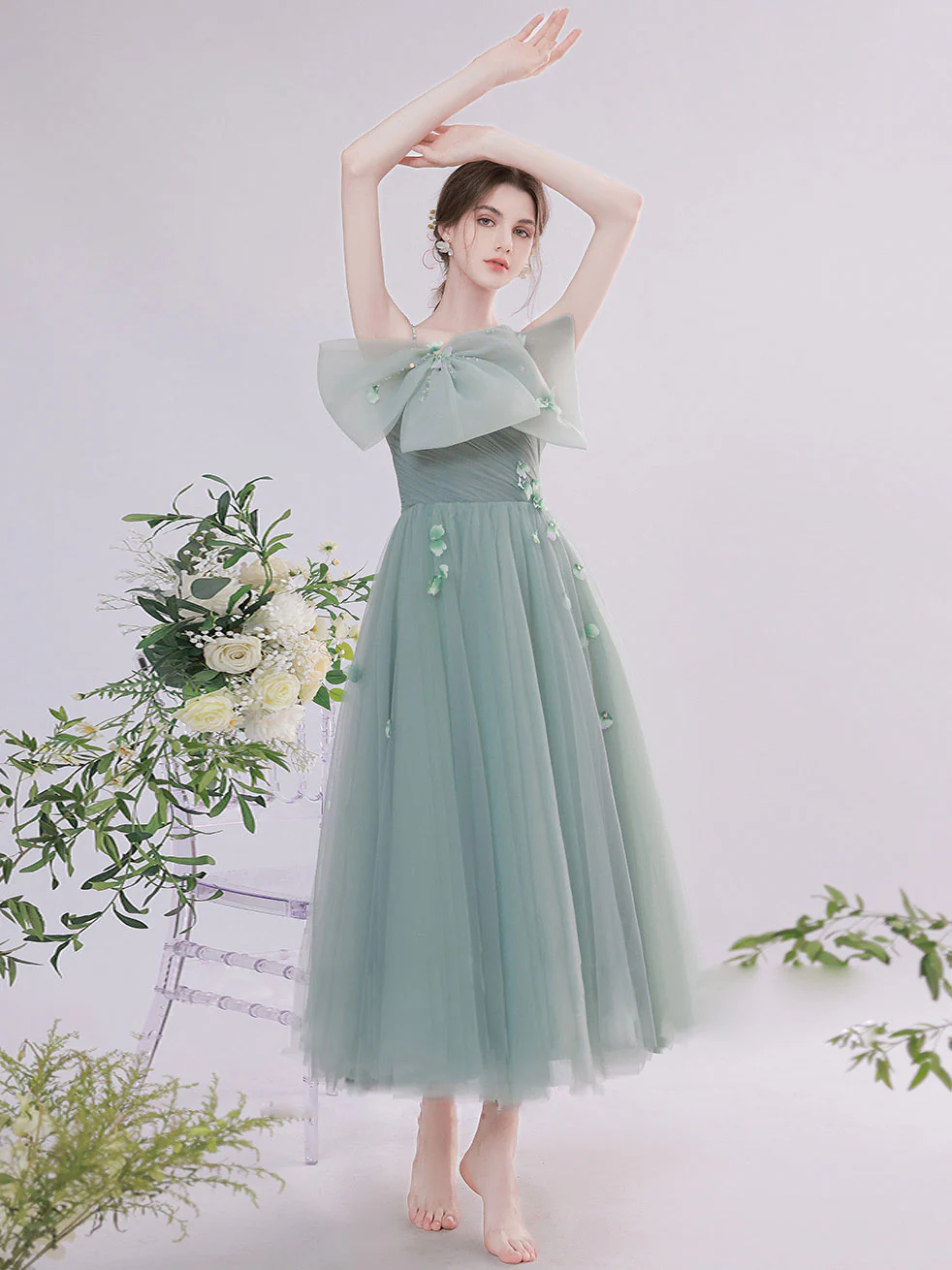 Green Tulle Short Prom Dress, Green Homecoming Dress - Deanwangkt