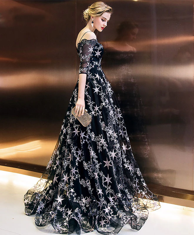 Stylish Black Long Prom Dress, Black Eveing Dress - Deanwangkt
