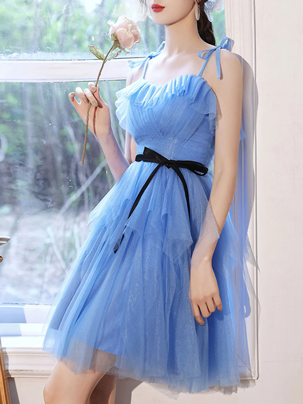 Simple Mini/Short Blue Prom Dress, Cute Blue Homecoming Dresses - Deanwangkt