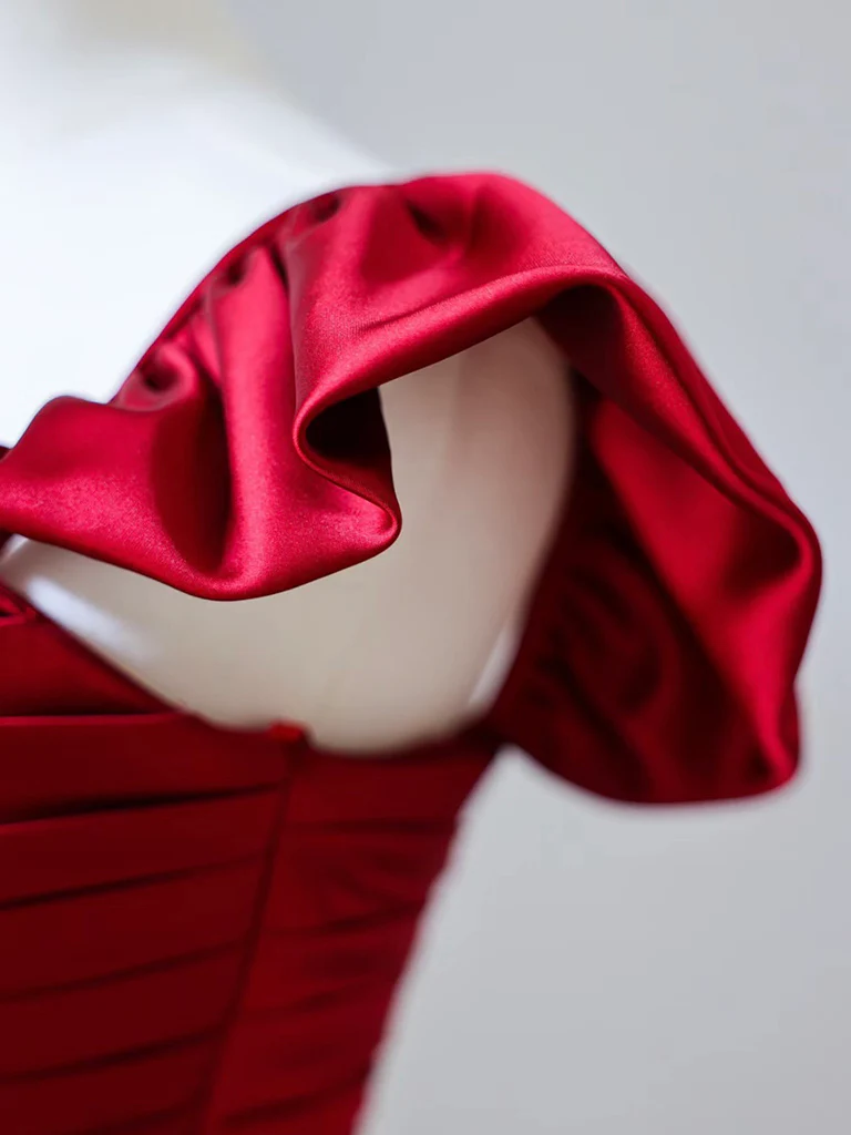 Simple Sweetheart Neck Satin Burgundy Long Prom Dress, Burgundy Long Formal Dress - Deanwangkt