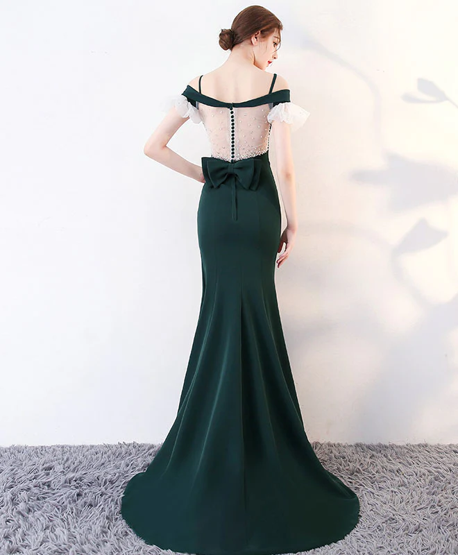 Green Long Prom Dress, Mermaid Green Formal Bridesmaid Dresses - Deanwangkt