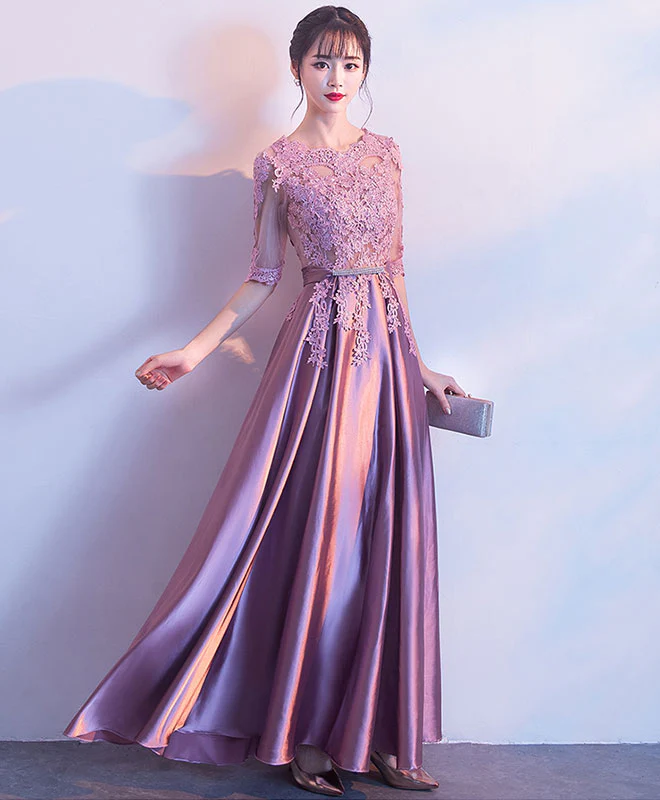 Cute Round Neck Satin Lace Short Prom Dress Lace Homecoming Dress - Deanwangkt