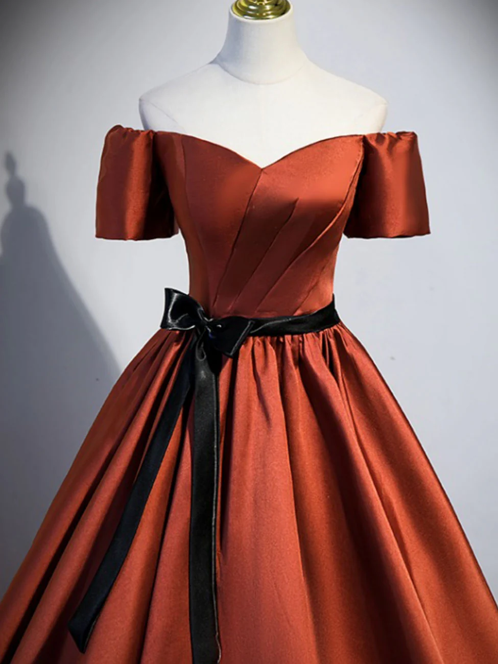 A Line Satin Orange Long Prom Dresses, Orange Formal Bridesmaid Dresses - Deanwangkt
