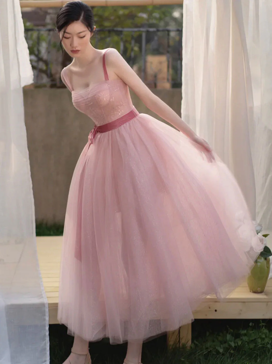 Pink Aline Tulle Short Prom Dress Pink Homecoming Dress - Deanwangkt