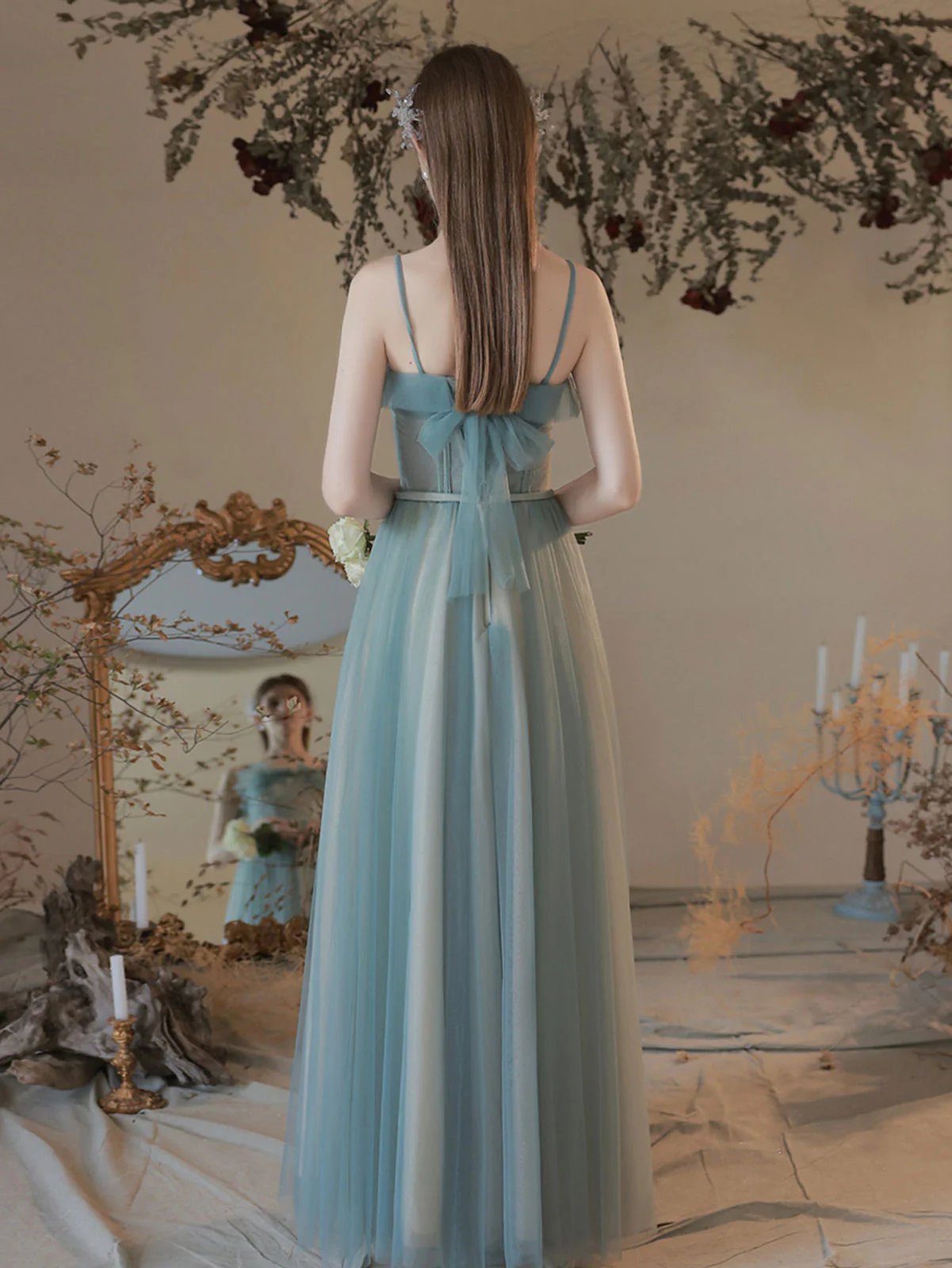 Green A line Sweetheart Neck Long Prom Dress Green Formal Party Dress - Deanwangkt