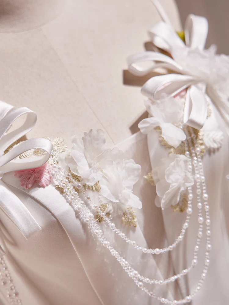 White V Neck Satin Tea Length Prom Dress, White Formal Dress With Beading - Deanwangkt