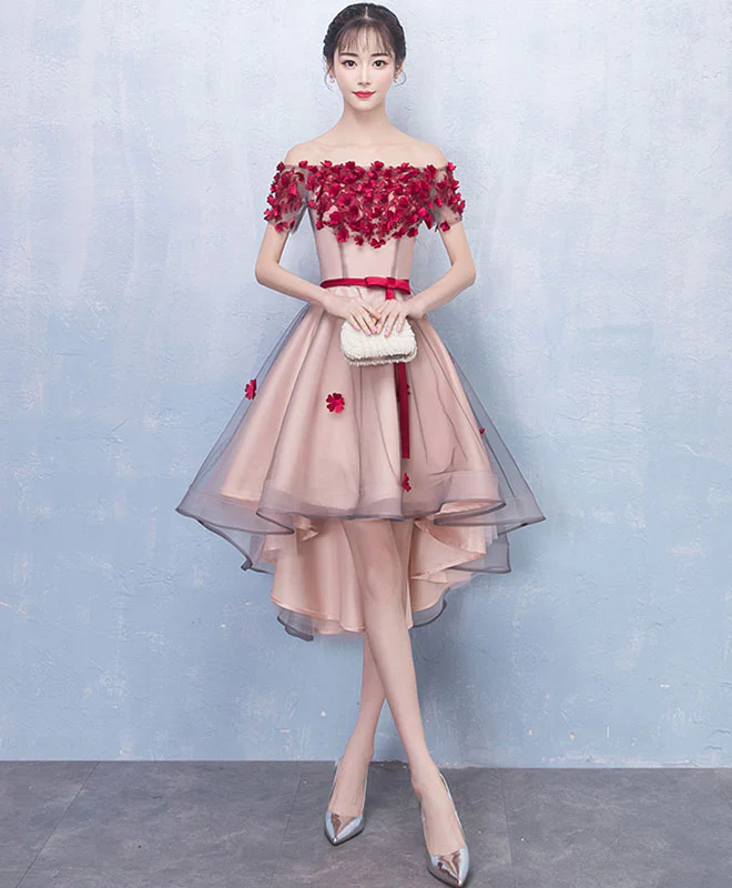 Cute Tulle Lace High Low Prom Dress, Homecoming Dress - Deanwangkt