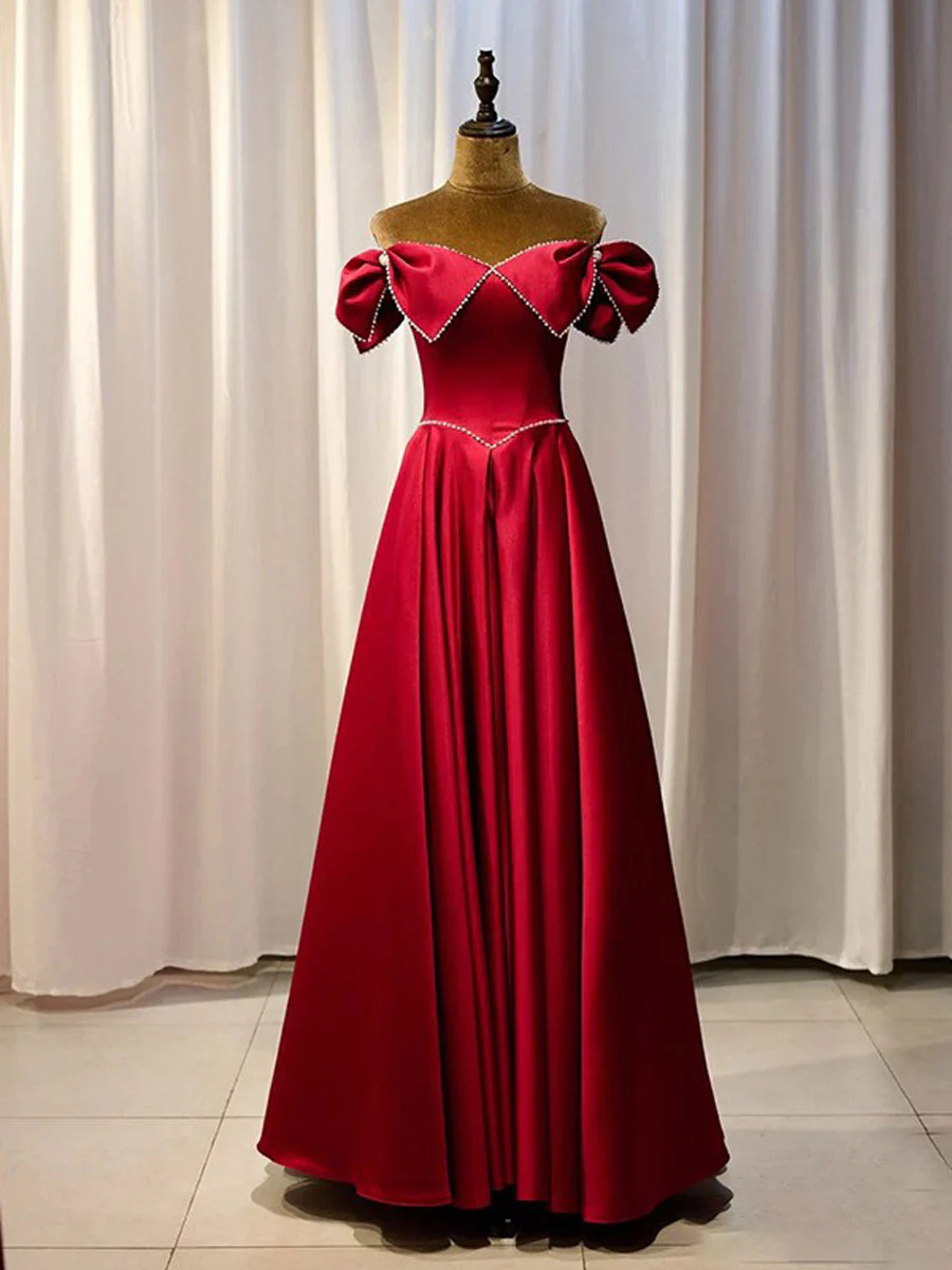 Unique Blue Satin Long Prom Dress, A line Blue Formal Graduation Party Dress - Deanwangkt