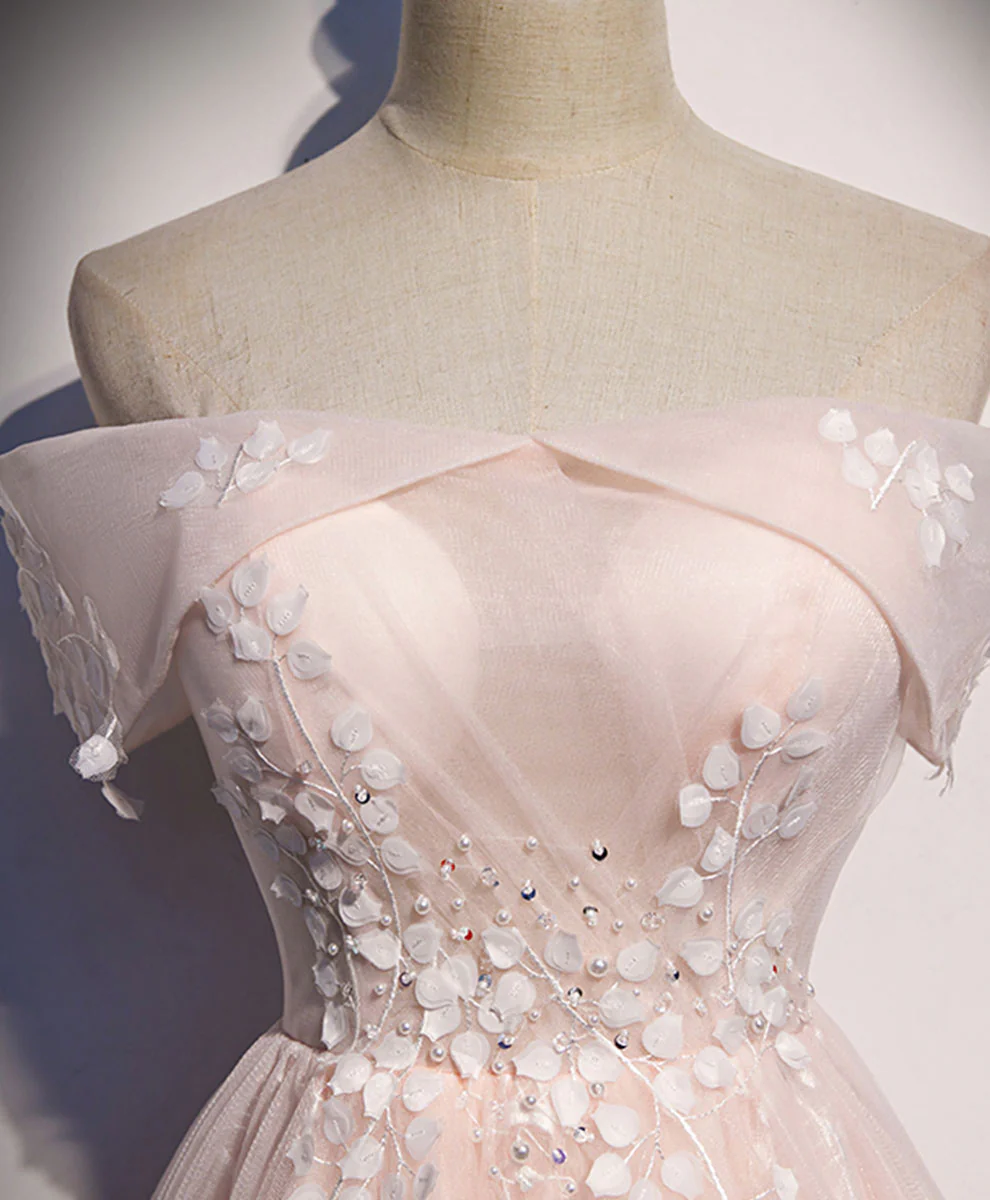 Pink Tulle Lace Long Prom Dress Pink Tulle Lace Formal Dress - Deanwangkt