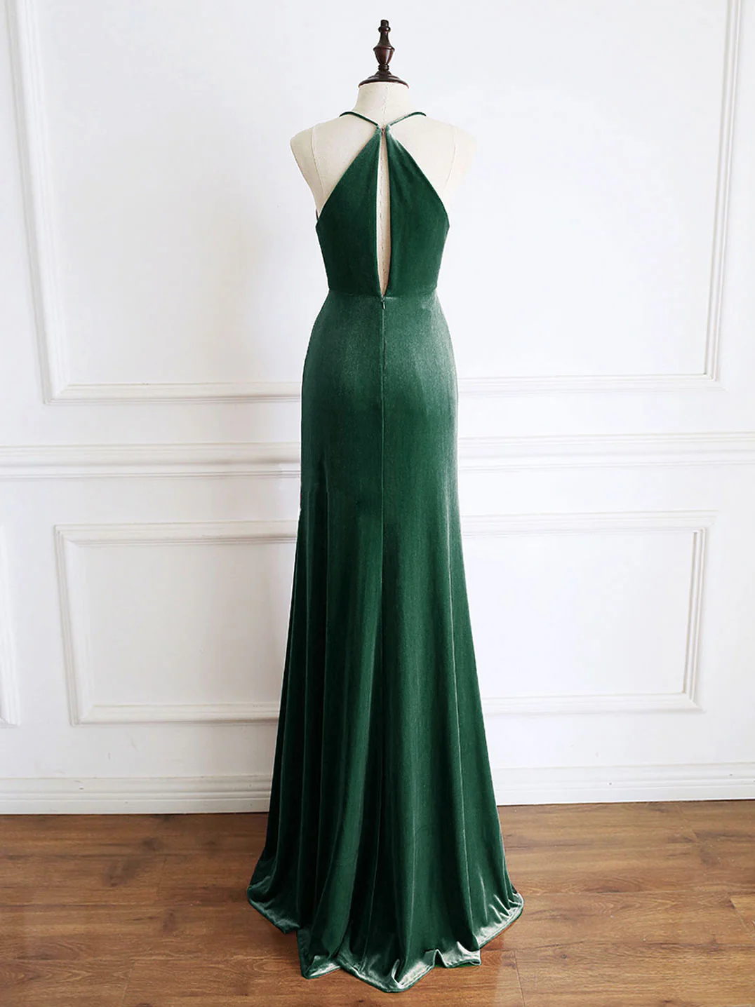 Green Mermaid Velvet Long Prom Dress, Green Formal Evening Dresses - Deanwangkt