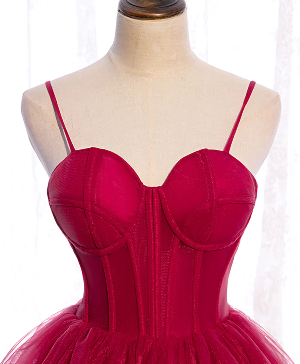 Red Long Prom Dresses, Sweetheart Neck Red Formal Gown - Deanwangkt