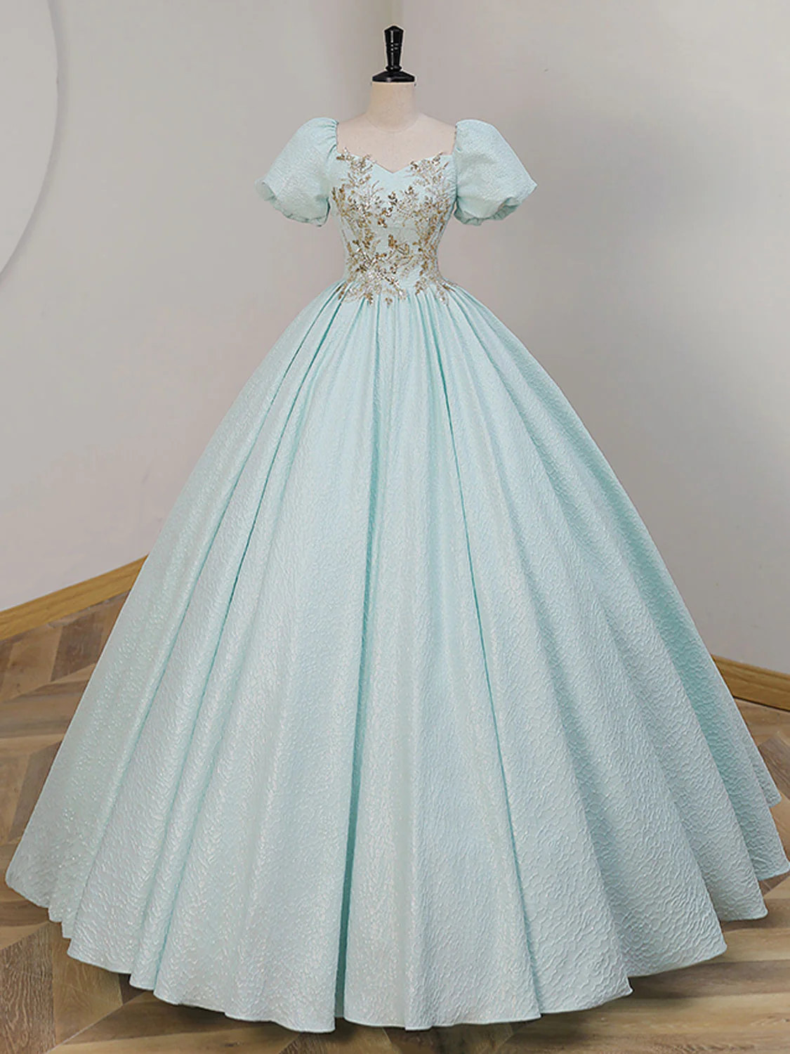 Unique A-LIne Satin Lace Long Prom Dresses, Blue Satin Sweet 16 Dresses - Deanwangkt