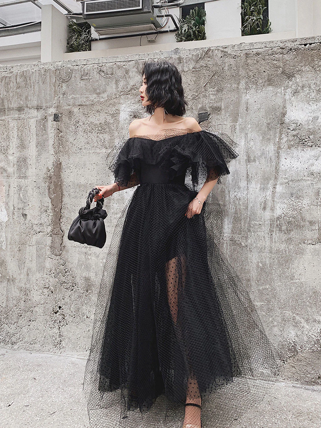 Black Tulle Long Prom Dress, Formal Dress Black Graduation Dresses - Deanwangkt
