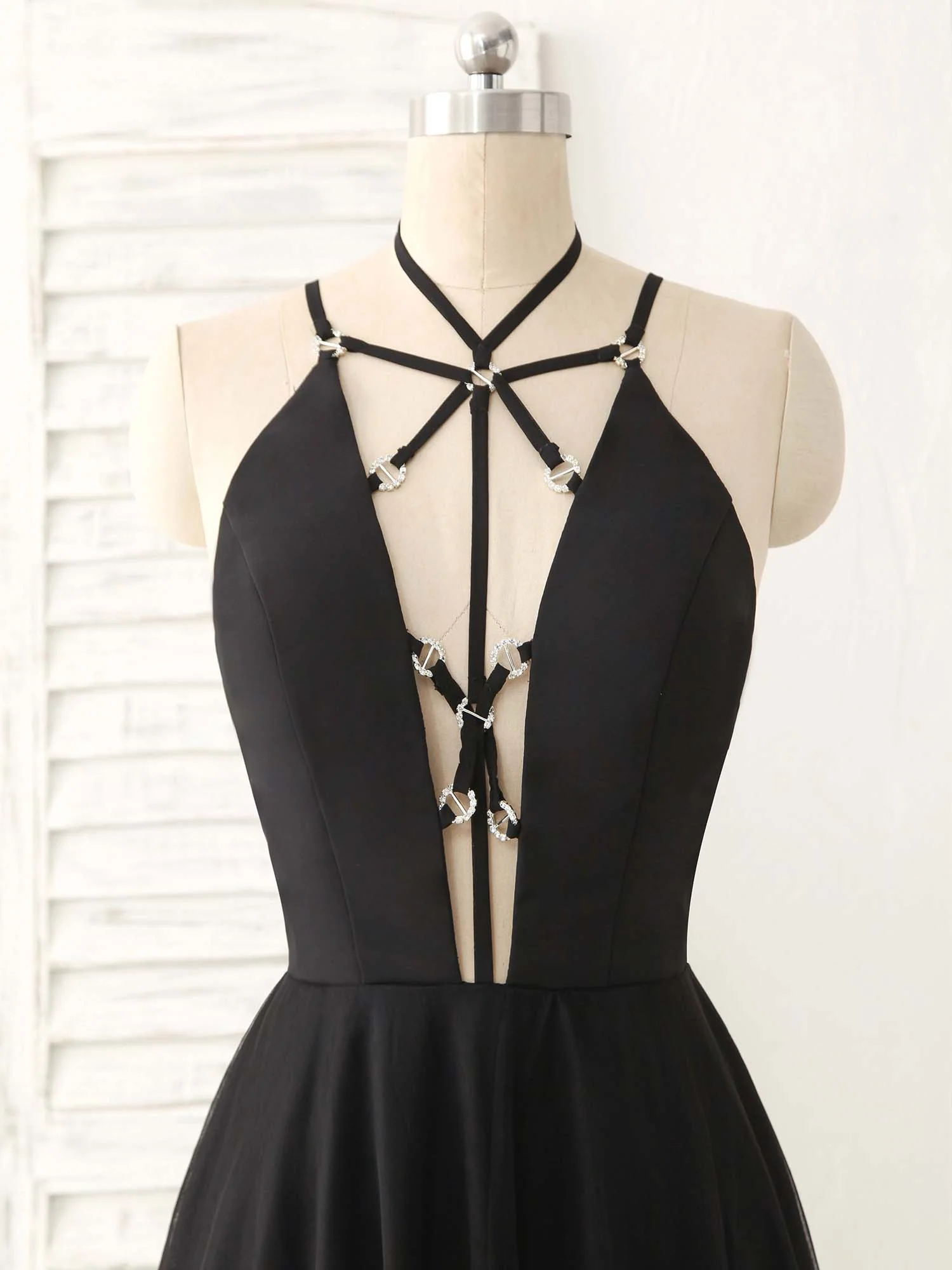 Black Tulle Backless Long Prom Dress, Black Evening Dress - Deanwangkt