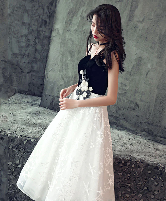 Cute Black And White Short Prom Dress, Homecoming Dress - Deanwangkt