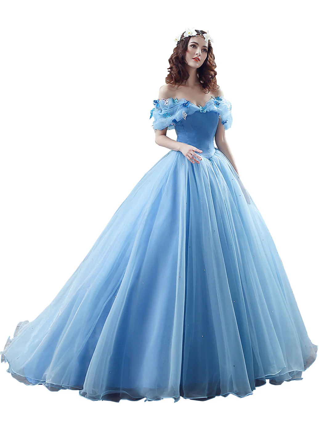 Blue Off Shoulder Long Prom Dresses, Formal Gown Blue Sweet 16 Dresses - Deanwangkt