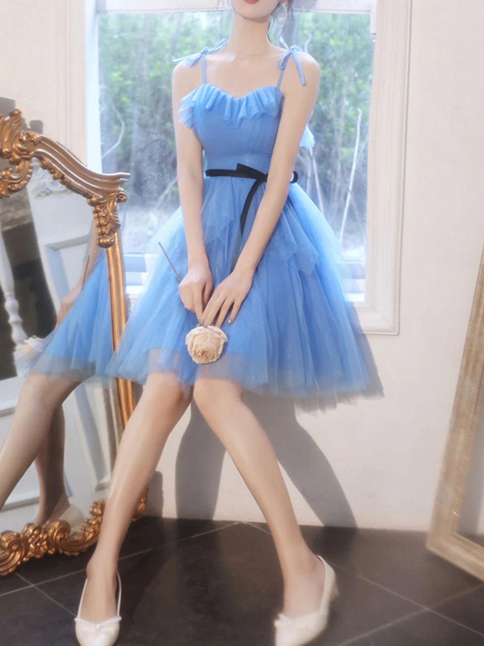 Simple Mini/Short Blue Prom Dress, Cute Blue Homecoming Dresses - Deanwangkt