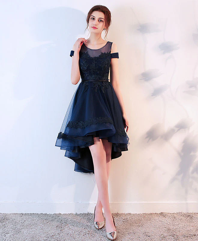 Cute Lace Off Shoulder Short Prom Dress, High Low Evening Dress - Deanwangkt