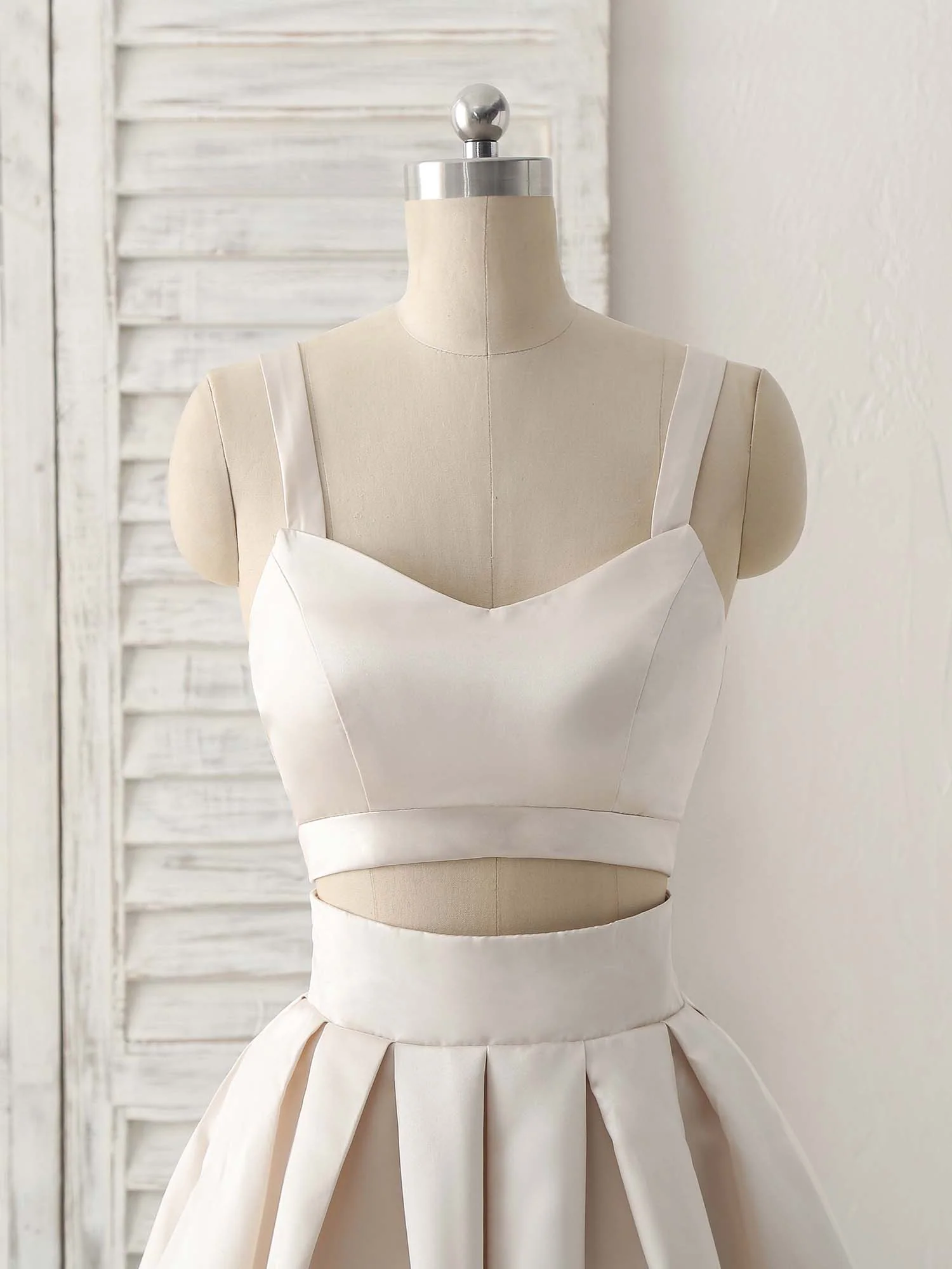 Champagne Two Pieces Short Prom Dress Simple Homecoming Dress - Deanwangkt