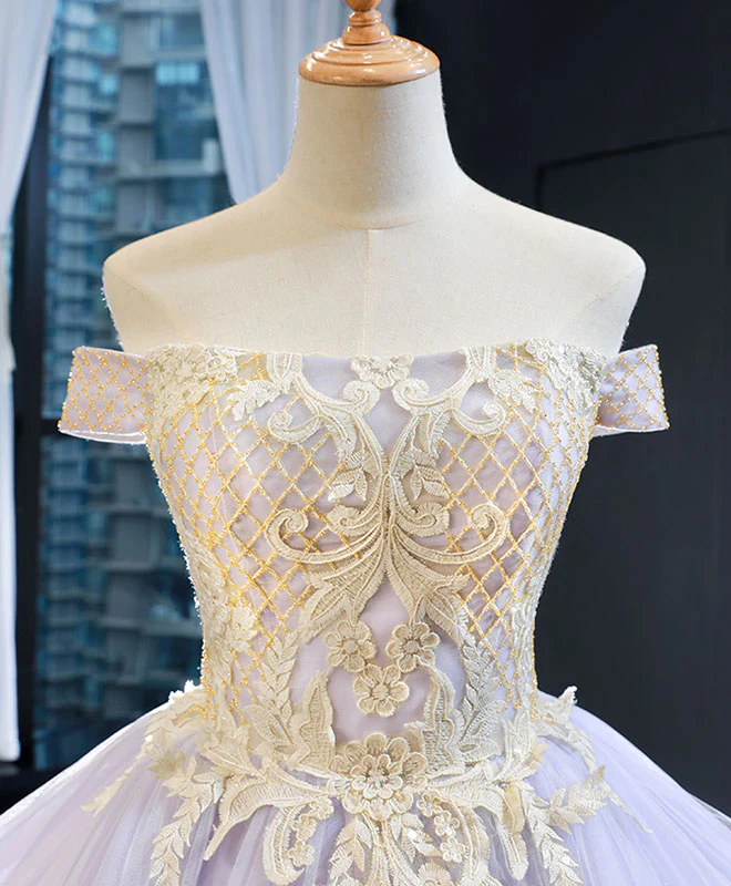 Purple Tulle Lace Long Prom Gown Lace Tulle Long Evening Dress - Deanwangkt